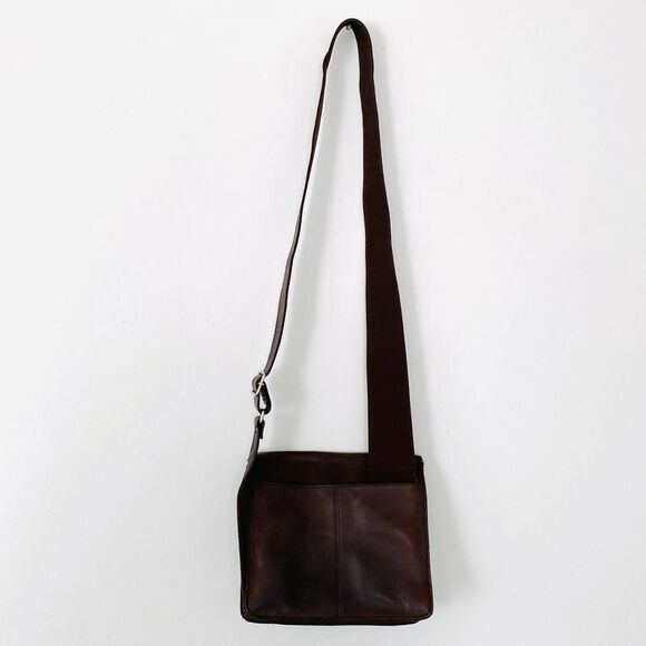 VTG Fossil Dark Brown Leather Messenger Bag Unisex Boho Casual Street Coastal - Picture 6 of 8